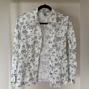 H&M White Floral Button Down Shirt